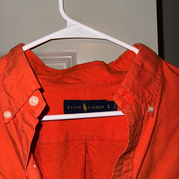 RALPH LAUREN ORANGE LONG SLEEVE MENS SHIRT - Picture 2 of 3